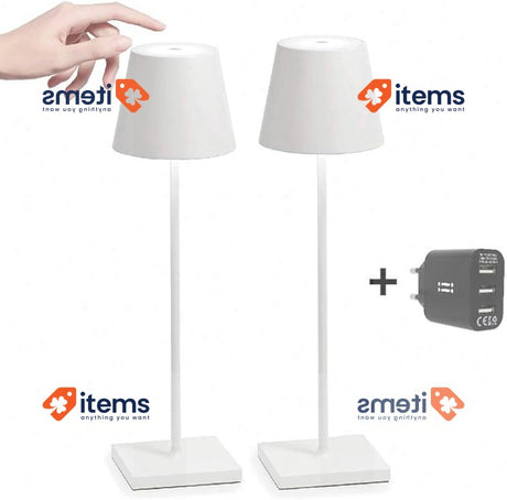Zafferano Kit 2x Poldina Pro Wireless LED Table Lamp Rechargeable Touch Dimmer