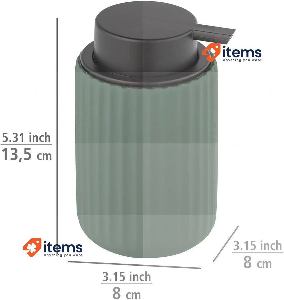 WENKO Belluno Soap Dispenser Ceramic Green 300 ml 8L x 8W x 13.5H