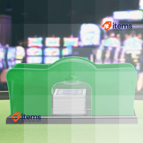 Relaxdays Unisex Adult Card Shuffler for 2 Decks with Manual Crank Green