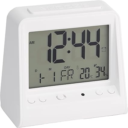 Amazon Basics Tabletop Triangular Digital Alarm Clock With Light White