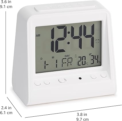 Amazon Basics Tabletop Triangular Digital Alarm Clock With Light White