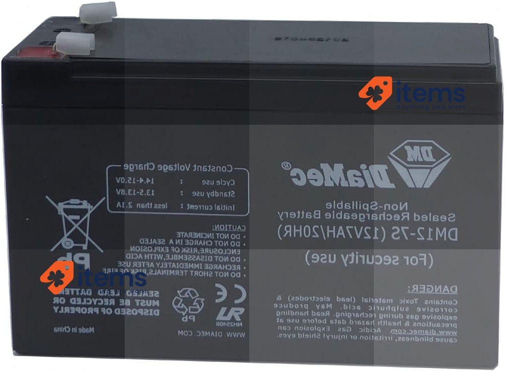 Diamec AGM Lead Battery 12 V 7 Ah F1 for Safety
