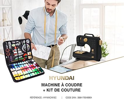 Hyundai HY-MACM12C-001 Sewing Machine Metal Black