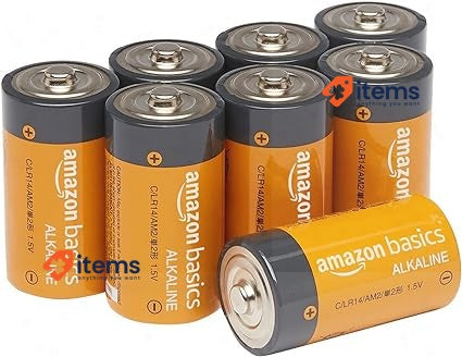 Amazon Basics 8-Pack C Cell Alkaline All-Purpose Batteries, 1.5 Volt