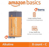 Amazon Basics 8-Pack C Cell Alkaline All-Purpose Batteries, 1.5 Volt