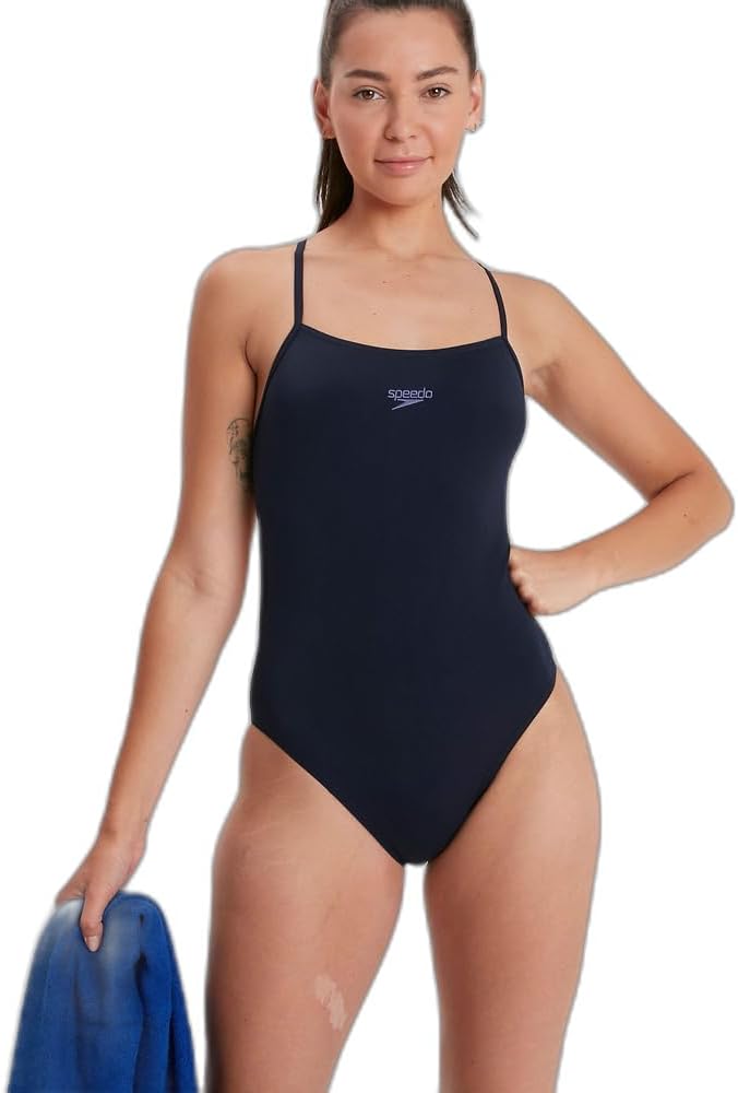 Speedo Women's Eco Endurance+ Thinstrap 1 Piece Swimsuit True Navy 32