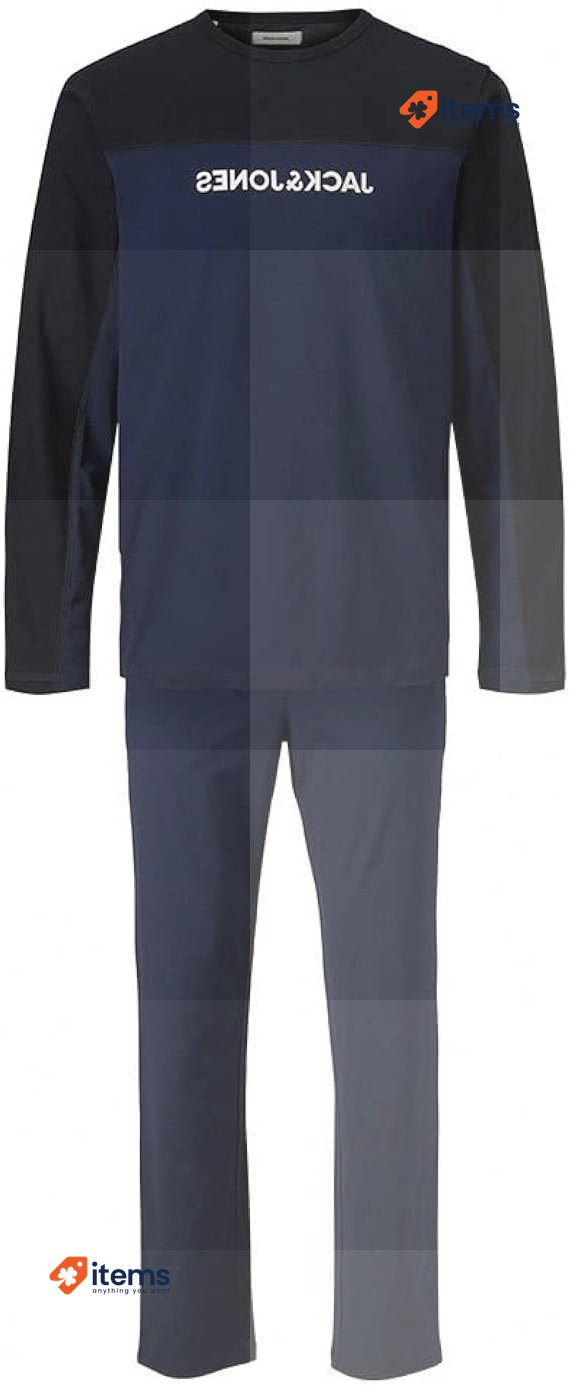 Jack & Jones Men s Jacsmith Pajama Set, Navy Blue, Size L Men's Pants GIFTBOX
