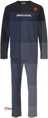 Jack & Jones Men s Jacsmith Pajama Set, Navy Blue, Size L Men's Pants GIFTBOX