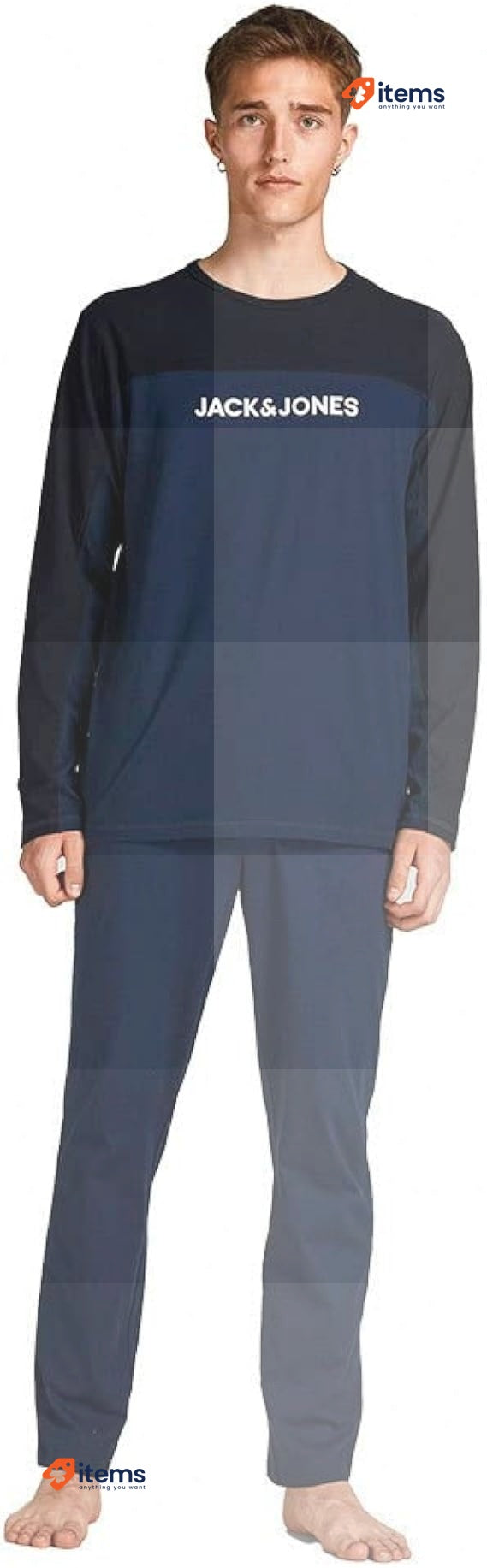 Jack & Jones Men s Jacsmith Pajama Set, Navy Blue, Size L Men's Pants GIFTBOX
