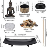 Belle Vous Sitting Buddha Candle and Incense Stick Holder in Zen Garden Tray