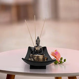 Belle Vous Sitting Buddha Candle and Incense Stick Holder in Zen Garden Tray