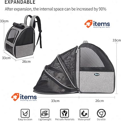 SUPERBE Expandable Pet Backpack for Cats Small Dogs, Airline Approved Carrier