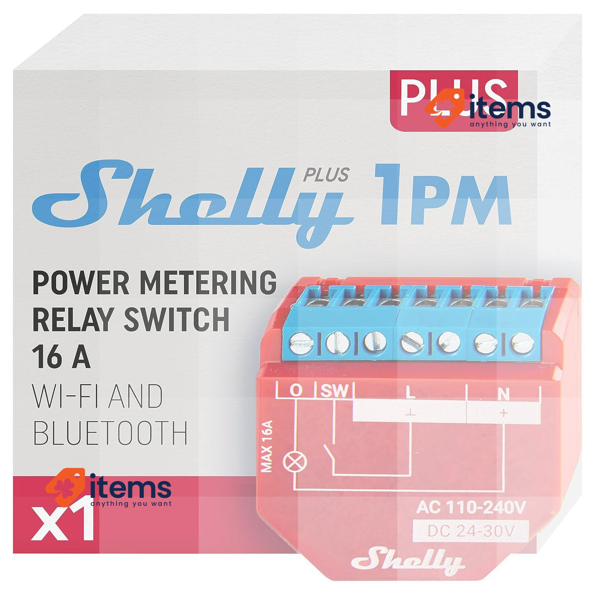 Shelly Smart Power Metering Switch (Wifi and Bluetooth): Shelly Plus Red/Blue