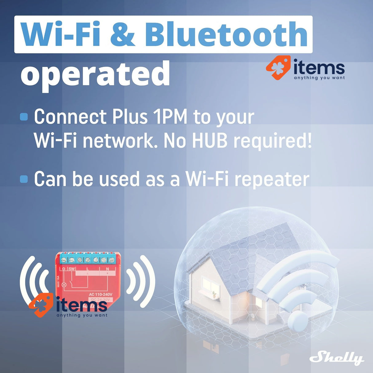 Shelly Smart Power Metering Switch (Wifi and Bluetooth): Shelly Plus Red/Blue