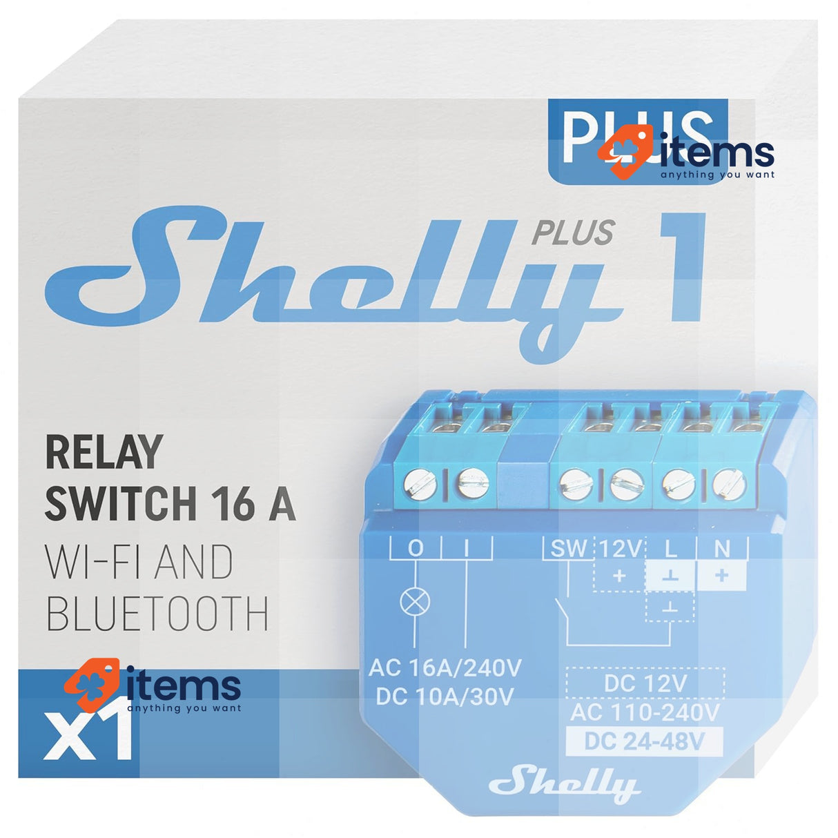 Shelly Plus 1 | Wlan & Bluetooth Smart Relais Switch - 16A