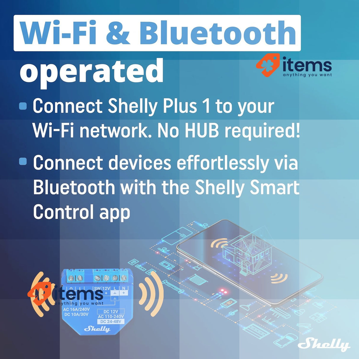 Shelly Plus 1 | Wlan & Bluetooth Smart Relais Switch - 16A