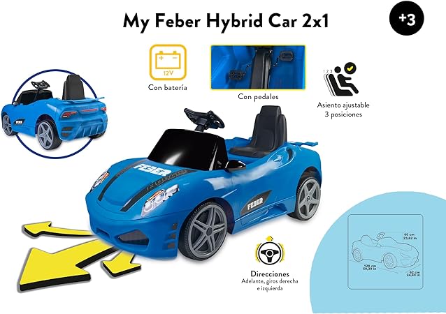 Feber - Hybrid Car Battery 12 V with Battery and Pedals (Famosa 800013220)