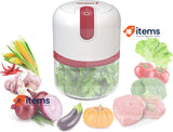 BEPER P102ROB050 USB Rechargeable Food Processor, 3 Stainless Steel, Red/White