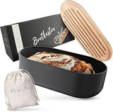 Vezato Bread Box -Sustainable Bread Bin for Long Freshness Black