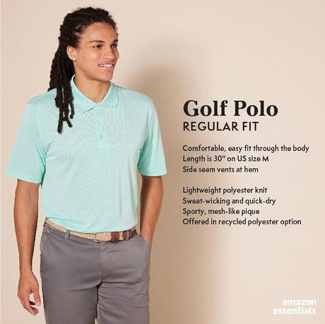 Amazon Essentials Men's Regular-Fit Quick-Dry Golf Polo Shirt-Large