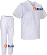 MISEMIYA Uniforms Unisex Scrub Set in White, Size 3XL Adult Medical Pants
