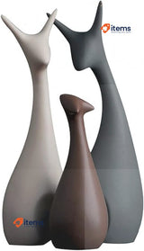 UVAN ART  Ceramic horn decoration Family of three ceramic ornaments Deer