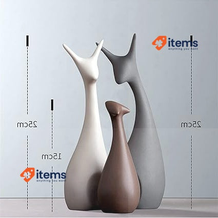UVAN ART  Ceramic horn decoration Family of three ceramic ornaments Deer