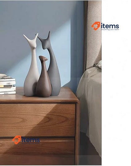 UVAN ART  Ceramic horn decoration Family of three ceramic ornaments Deer