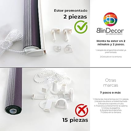 Blindecor Indus without tools double roller blind linen 55 x 150 cm