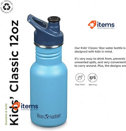Klean Kanteen Kid s Kid Classic Narrow 12oz W/Kid Sport Cap Hawaian Ocean 355 ml