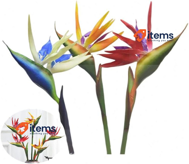 Rikyo 3pcs Large Bird of Paradise 29" Permanent Imitating Tropical Plants Red