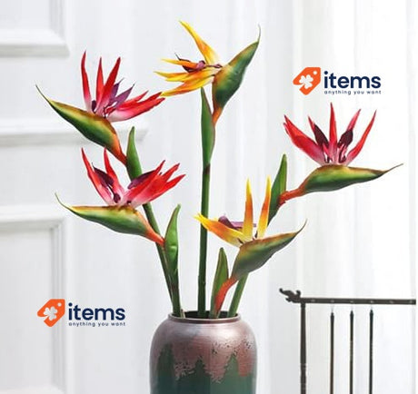 Rikyo 3pcs Large Bird of Paradise 29" Permanent Imitating Tropical Plants Red