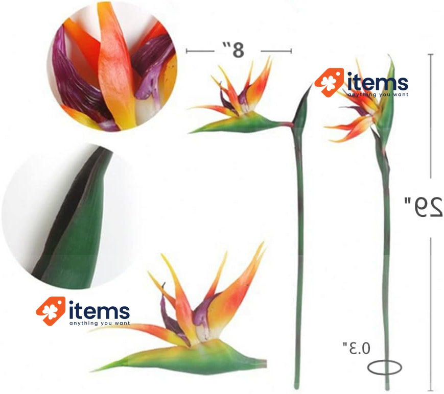 Rikyo 3pcs Large Bird of Paradise 29" Permanent Imitating Tropical Plants Red
