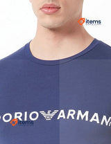 Emporio Armani Men's Pyjamas Blue Underwear Megalogo Pajamas Patriot