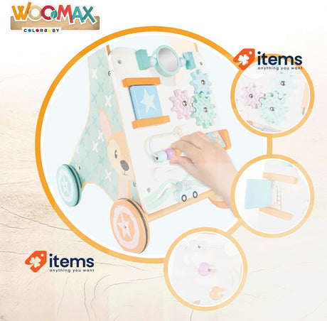 COLORBABY 49320 Wooden Walking Frame WOOMAX Walker Toy Trolley Play Activities