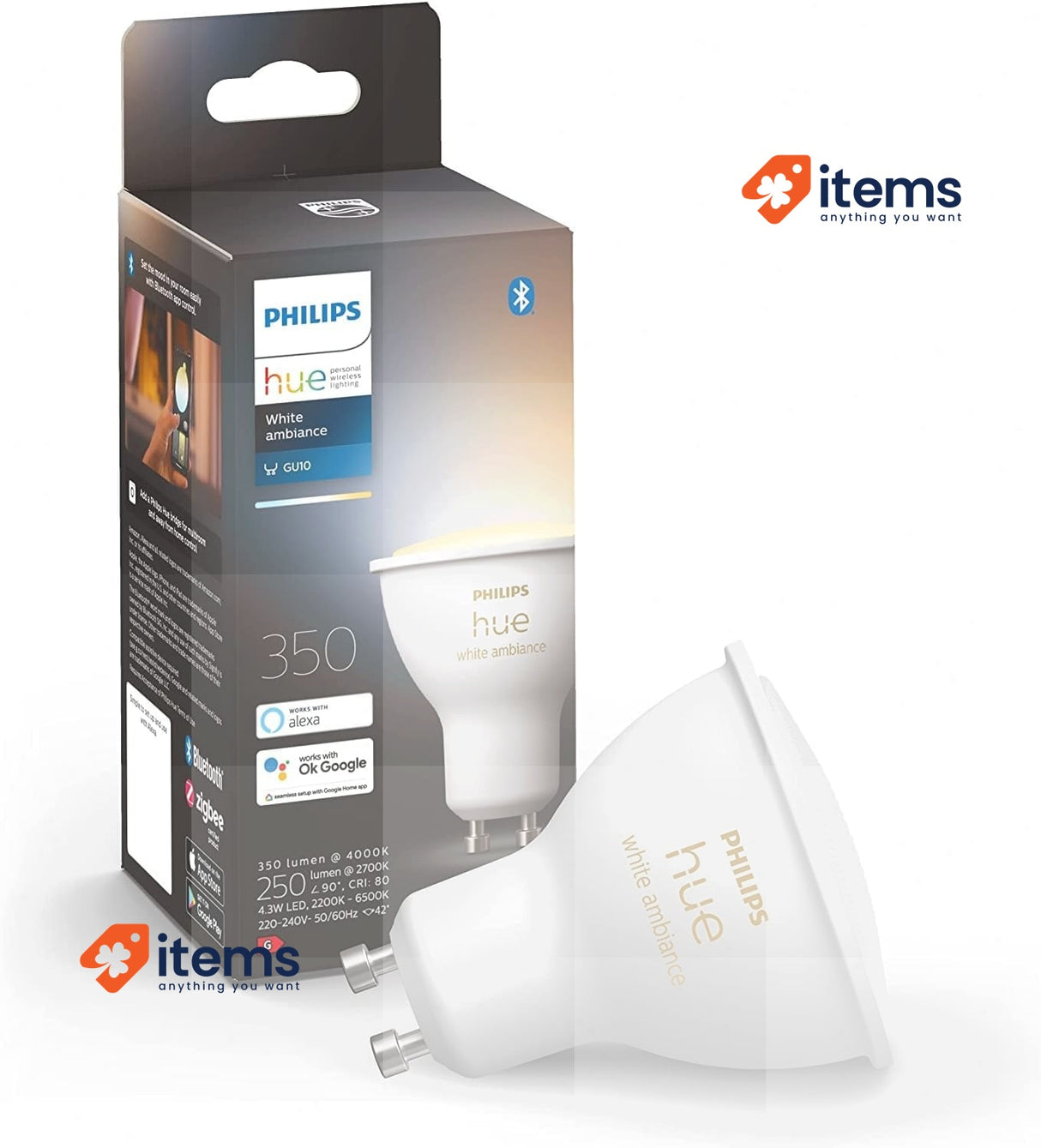 Philips Hue White Smart Home Light GU10 Ambiance Spot Works Alexa Google Apple