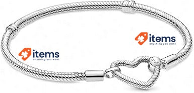 PANDORA Heart Closure Snake Bracelet 925 Sterling Silver Size: 16cm Moments S No