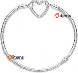PANDORA Heart Closure Snake Bracelet 925 Sterling Silver Size: 16cm Moments S No