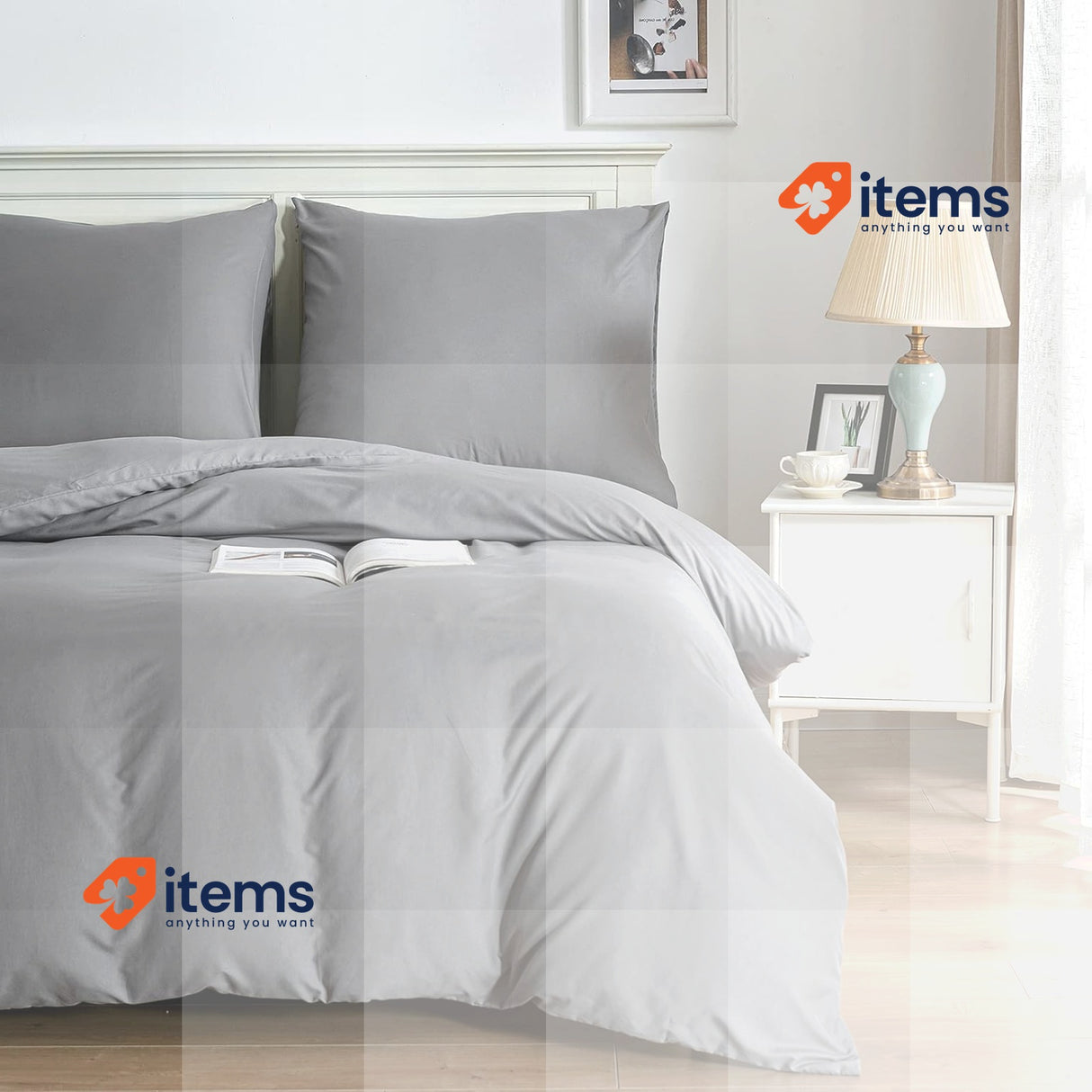 Good Nite Bed Linen Set 90g Grey Piece Bedding Cm Pillowcases Breathable 200 cm