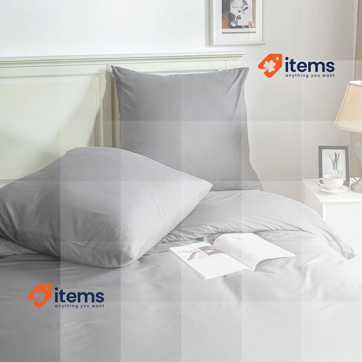 Good Nite Bed Linen Set 90g Grey Piece Bedding Cm Pillowcases Breathable 200 cm