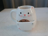 outoftheblue Cat Coffee Mug w/ Biscuit Compartment Kitten Cup Coffee Cup White