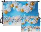 MEHOFOND 7x5ft Boy Birthday Backdrop for Photos Newborn Blue