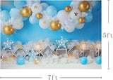 MEHOFOND 7x5ft Boy Birthday Backdrop for Photos Newborn Blue