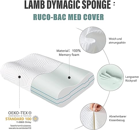 LAMB Height-adjustable memory foam pillow White