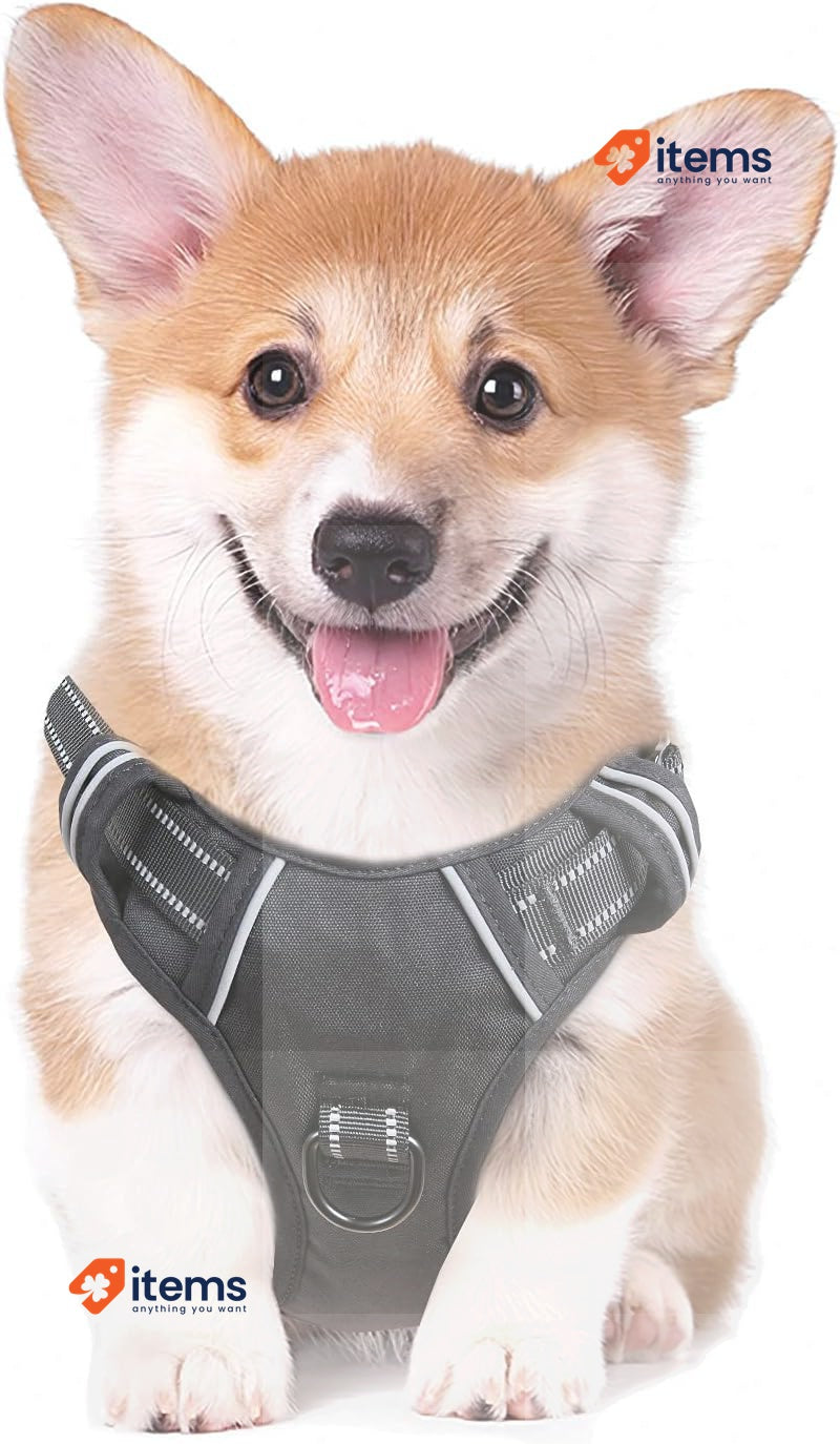HEELE Dog Harness Black Medium No Pull Vest Soft Handle Reflective Outdoor M