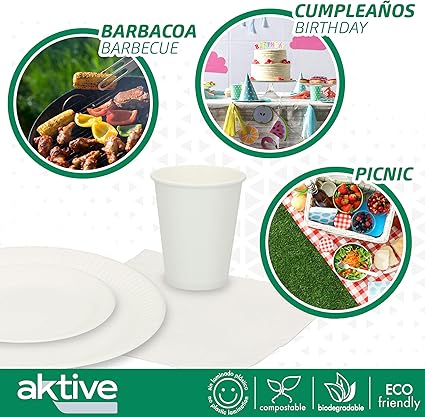 Aktive 71347 – Procos Eco-friendly and Biodegradable Disposable Dinnerware Set