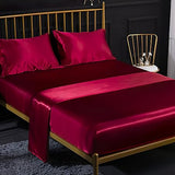 Jemiipee 4-Piece Bed Sheet Set 100% Solid Microfibre Red Burgundy