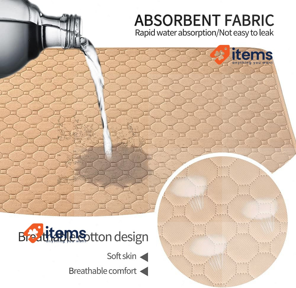 EASTLION Dog Mat Non-Slip Reusable Pads Absorbent 39.3x27.5 inch 2 PCS L-Beige