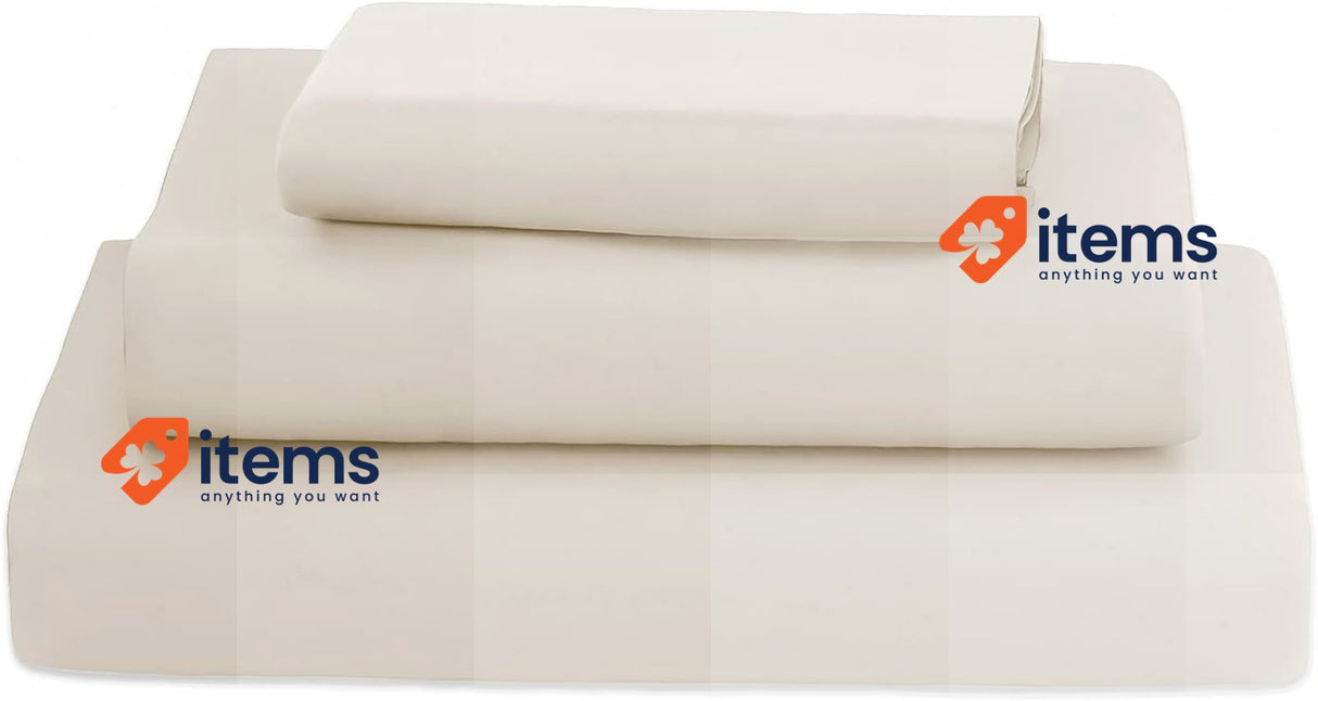 Poligino Microfibre Bed Sheet Blue Double 4 - Piece Linen Set Fitted Pillowcases