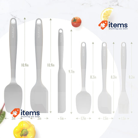 HULUBABY Permanent Warranty Silicone Spatula Set of 6 Seamless One  (Grey)